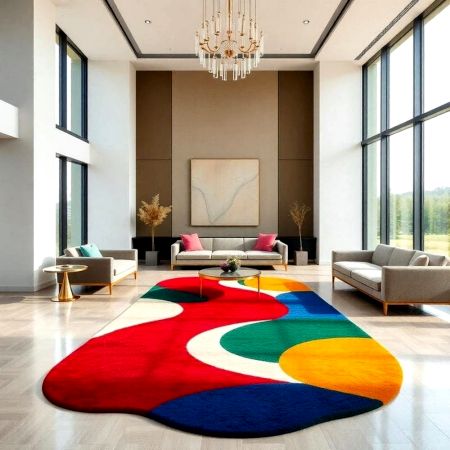 Handcrafted Organic Wave Multicolor Contemporary Area Rug